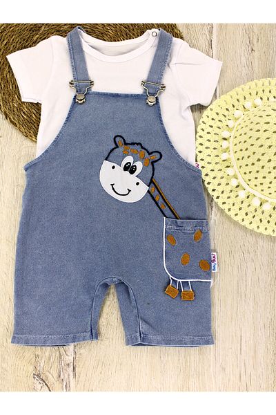 EYMİRGİYİM Hat Giraffe Embroidered Pocket Salopet Jumpsuit for Girls Boys Baby 6-9Months,9-12 Months,12-18Months,18-24 Months