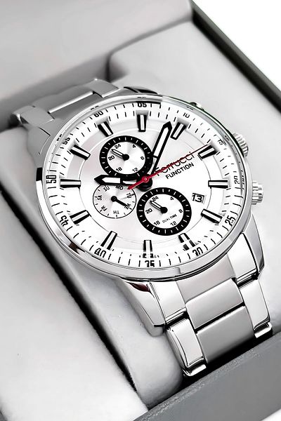 Ferrucci Function Men's Wrist Watch Silver Color Steel Band and Case, Sdfer004