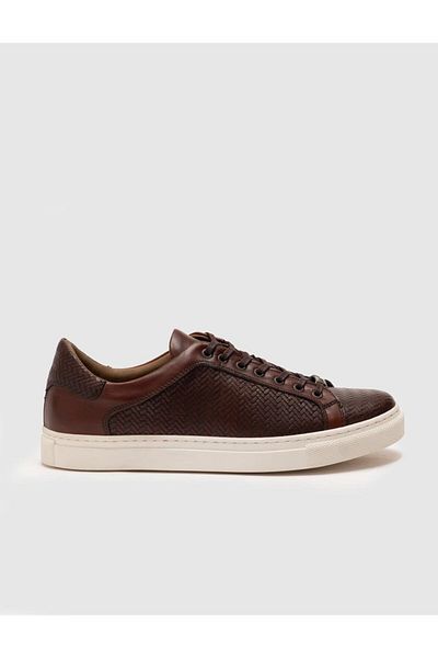 Cabani Genuine Leather Tan Lace-Up Men's Sports Shoes