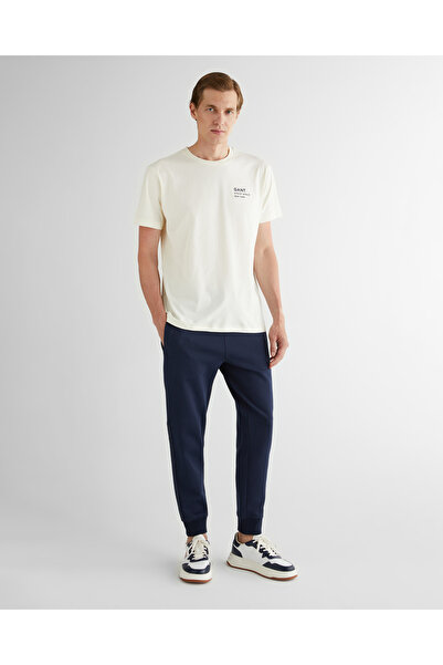 Gant Erkek Krem Regular Fit Bisiklet Yaka Logolu T-Shirt
