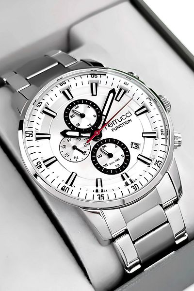 Ferrucci Function Men's Wrist Watch Silver Color Steel Band and Case, Sdfer004