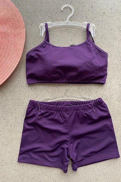 Starinci Mayo Set bikini pentru fetiță cu pantaloni scurți sport violet