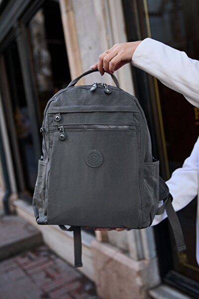 Sanmorris Унісекс Водонепроникна тканина з ефектом крапель, багатокишенькова темно-сіра сумка для ноутбука, шкільна та туристична сумка