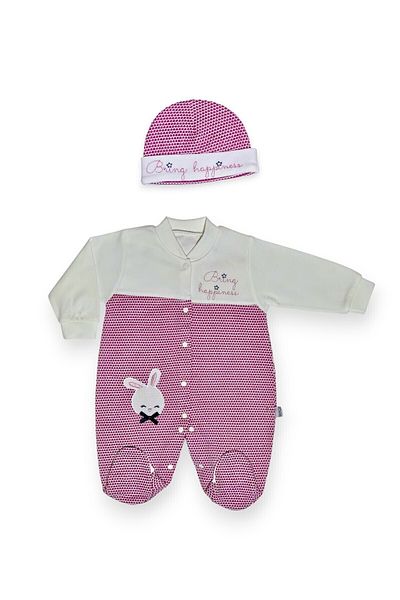 TONTON BEBEK Luvvera Cute Rabbit Patterned Baby Rompers and Hat Set