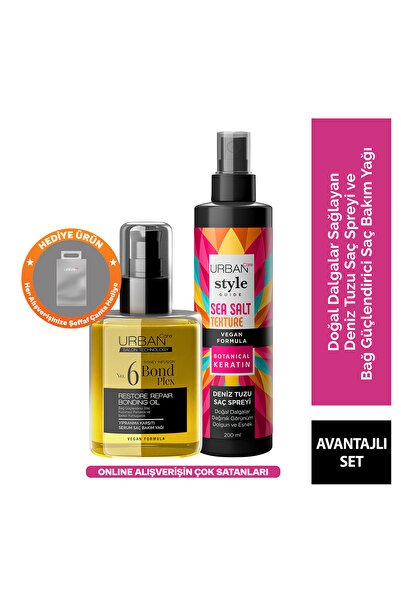 Urban Care Bond Plex Saç Bakım Yağı & Sea Salt Deniz Tuzu Saç Spreyi 2'li Set-vegan