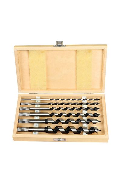 divendi-ro Set de 6 burghie pentru lemn cu diametrul de 6-25 mm și cutie de depozitare - Argintiu