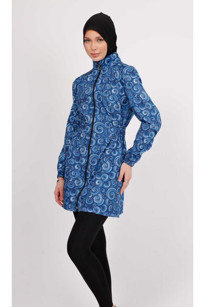 GAVLİA Σετ μαγιό με μπλε σπιράλ σχέδιο Nuu – Σετ 4 τεμαχίων με κολάν (με κοντ...