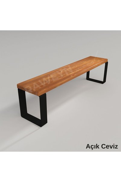 raweyn Gaia Kütük Masif Ahşap Bahçe Bankı Bench Balkon Teras Metal Ayak 80cm