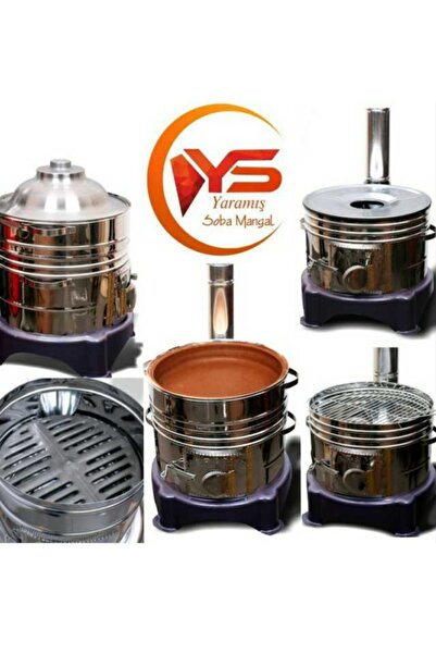 Ys YARAMIŞ Güveç Mangal Toprak Tandır Odun Kömür Izgaralı, Kapaklı Kamp Çadır Karavan Sobası Mini Soba Mangal