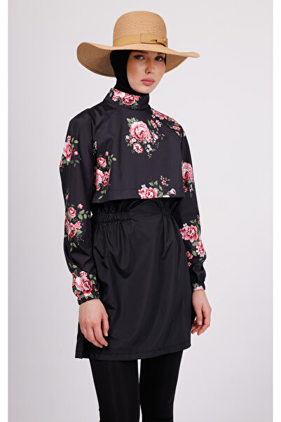 GAVLİA طقم ملابس سباحة حجاب منقوشة بالزهور من نيفا (توب + طماق + حقيبة) – طقم...