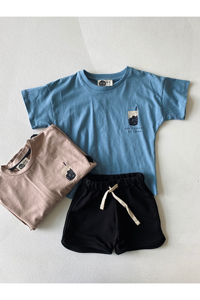 rg kidsstore Set tricouri și pantaloni scurți din bumbac pentru copii unisex - 100% bumbac