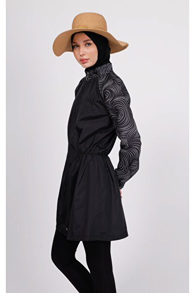 GAVLİA Set de costum de baie Mira Black White Wave (top + jambiere + geantă) ...