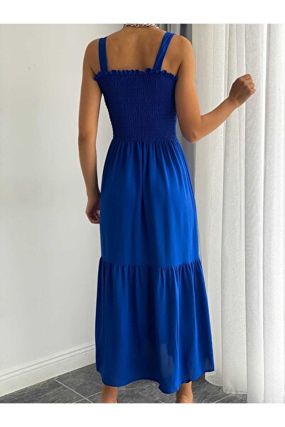 Esinty Rochie de nuntă pentru femei, albastru Gipeli Hera, cu bretele, din lenjerie (135 cm)