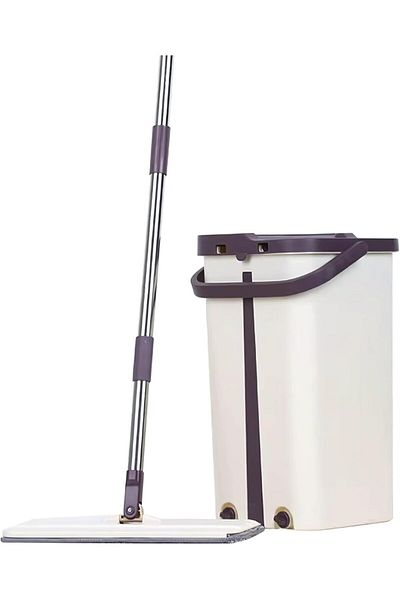 AKC GROUP Akc 5.5l Flat Squeeze Mop And Bucket – Hand-free Self-washing Microfiber Flat Mop For Wet & Dry