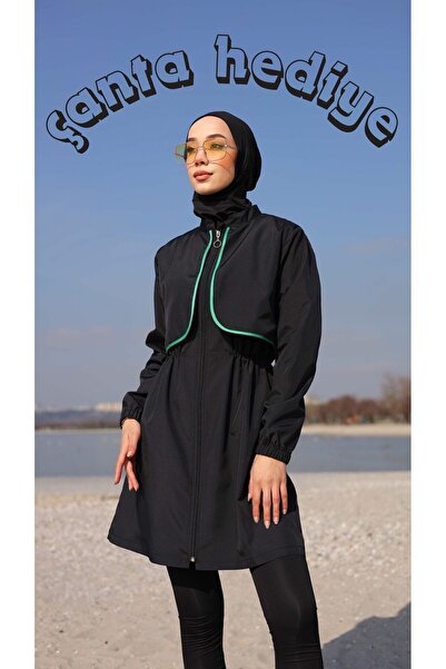 GAVLİA ملابس السباحة Nera Hijab - طقم مكون من 3 قطع تونيك وبونيه، حقيبة هدايا