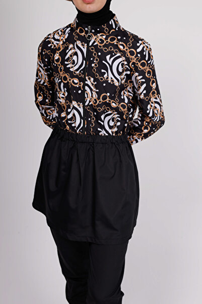 GAVLİA Sore Chain Patterned Hijab Swimsuit Top (Single) - Bag Gift