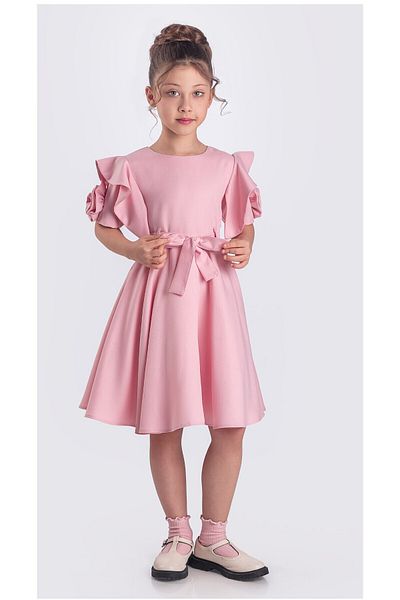Pina Kids Rochie pentru fetiță cu mânecă scurtă cu detaliu trandafir - ELB.2717