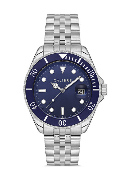Calibre Essentials Serisi Metalik Gümüş Çelik Kordonlu Takvimli Erkek Kol Saati