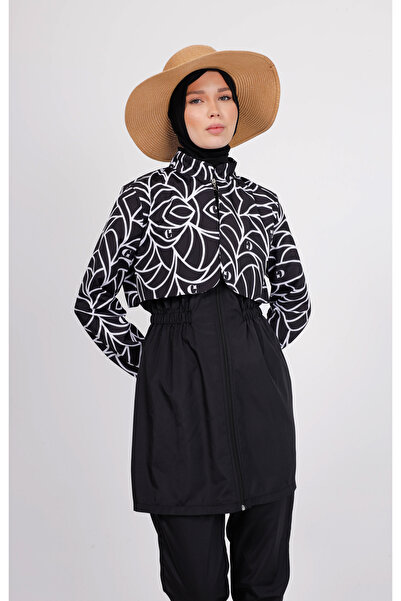 GAVLİA Niva Geometrik Desenli Tesettür Mayo Üstü (TEKLİ) - Çanta Hediye