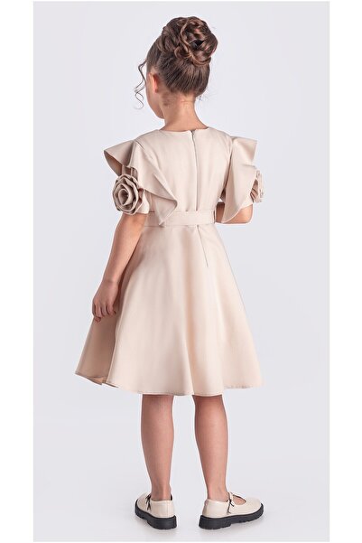 Pina Kids Short Sleeve Girl's Dress with Rose Detail - Elb.2717