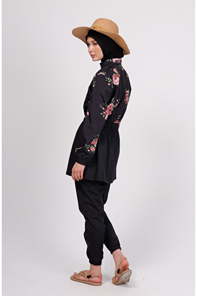 GAVLİA Sore Floral Patterned Hijab Swimsuit Top (Single) - Bag Gift
