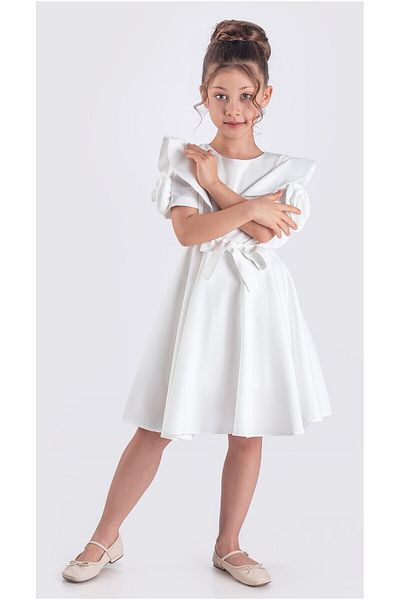 Pina Kids Κοριτσίστικο κοντομάνικο φόρεμα με ροζ λεπτομέρεια - ELB.2717