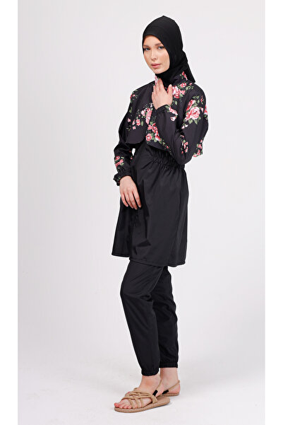 GAVLİA Σετ μαγιό με μοτίβο λουλουδιών Vera – Σετ 4 τεμαχίων με παντελόνι αλεξίπτωτο (με κορδόνι)