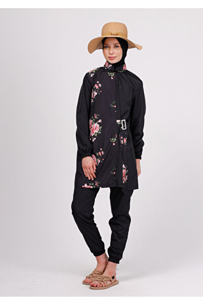 GAVLİA Juno Floral Patterned Hijab Swimsuit Top (Single) - Bag Gift