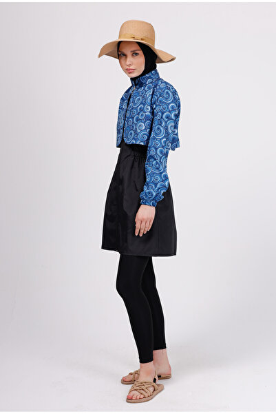 GAVLİA Σετ μαγιό Vera Blue Spiral Hijab (Τοπ + Κολάν + Τσάντα) – Σετ 3 τεμαχίων με κολάν