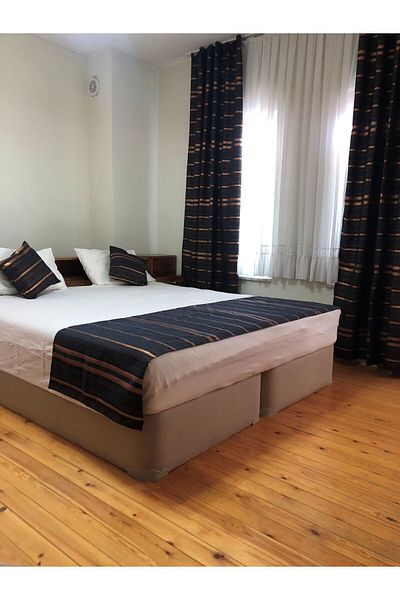 Becenhouse Set de 5 bucăți de perdea de fundal pentru pat Runner Blue Gold pentru casă și hotel