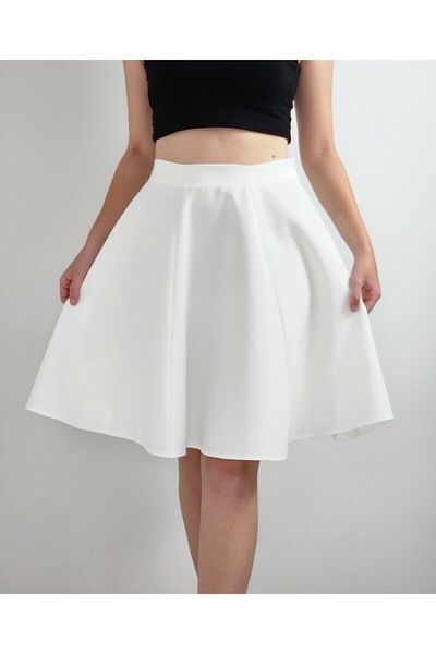YAXİ Women's White Six-Piece A-Line Skirt