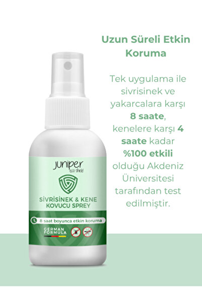 Juniper Eco Shield Sivrisinek, Kene Ve Yakarca Kovucu Sprey - Doğal Içerikli - 8 Saat Etkili - 100 ml