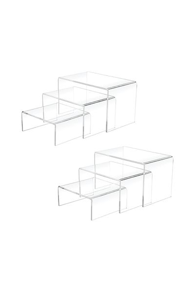 SMARTPOINTS 2 Sets Acrylic Display Risers (3",4",5") Clear Product Stand, Cupcakes Holder Dessert Display Transp
