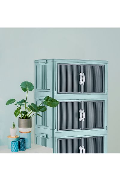 FORSACE 4-Tier Portable Multi-Purpose Organizer with Lid - Stackable Kitchen and Pantry Cabinet