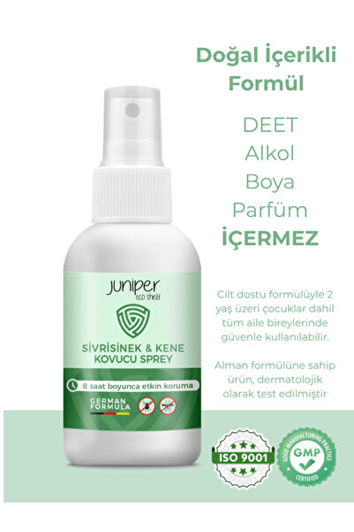 Juniper Eco Shield Sivrisinek, Kene Ve Yakarca Kovucu Sprey - Doğal Içerikli - 8 Saat Etkili - 100 ml