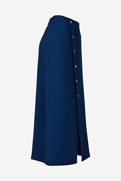 birizmoda Μίντι φούστα με λεπτομέρεια με κουμπί στο μπροστινό μέρος - Navy Blue