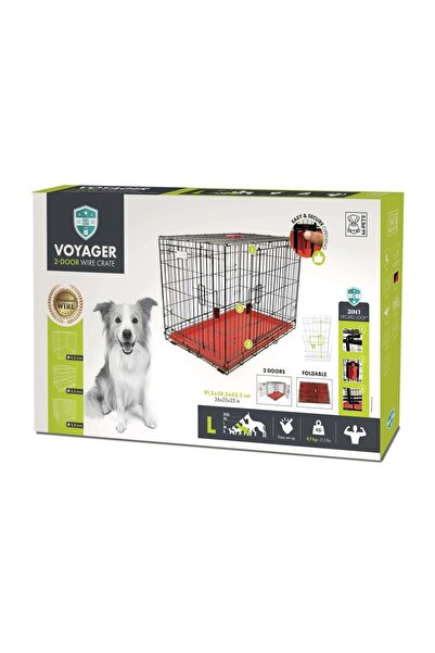 M-PETS Voyager Köpek Kafesi 2 Kapılı (L) Kırmızı 91x58x63cm