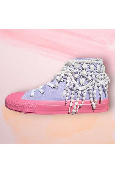 bhk desing White Embroidery Tassel Special Design Girls' Sports Shoes Sneaker