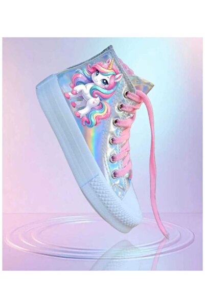 bhk desing Premses at fermuarlı hologram kız çocuk spor ayakkabı sneaker