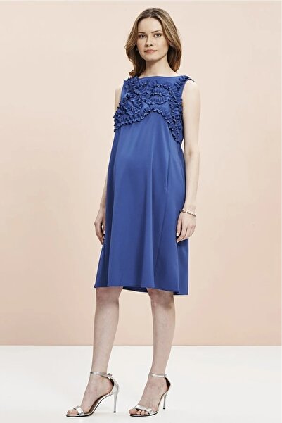 Genel Markalar Fırfır Detaylı Kısa Hamile Elbise