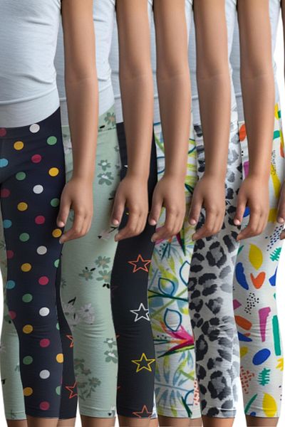 MK Mukko Kids Colanți din bumbac pentru copii - Set de 6 colanți lungi de vară sezonieri confortabili din Lycra cu model (2-13 ANI) St-3