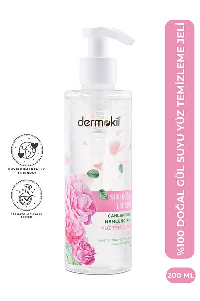 Dermokil 100% Natural Rose Water Revitalizing Moisturizing Facial Cleansing Gel