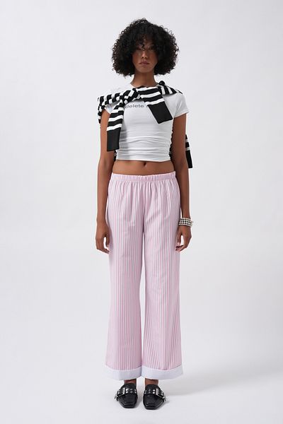 Black Fashion Pink Pants with Stripe Detail