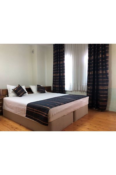 Becenhouse Set de 5 bucăți de perdea de fundal pentru pat Runner Blue Gold pentru casă și hotel