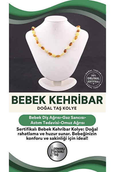 OSMANLI DEĞERLİ TAŞ Sertifikalı Bebek Kehribar Kolye M392