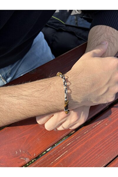 G&A Jewels - Doğanın Zinciri - 925 Ayar Gümüş Doğal Taşlı Erkek Bileklik
