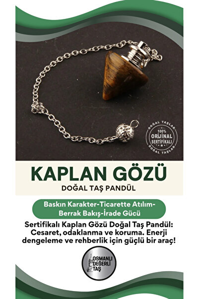OSMANLI DOĞAL TAŞ Sertifikalı Kaplan Gözü Doğal Taş Pandül - S016