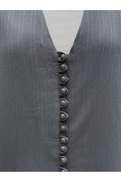 MİHRA STORE Ascona Sleeve Lace-Up Buttoned Skirt Ruffled Dubai Suit-Ek459 Anthracite