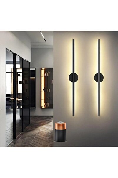 Betül Home Design Modern Dekoratif Pilli Led Duvar Aplik Aç-kapa Düğmeli Siyah 70 Cm ( 1 Adet )