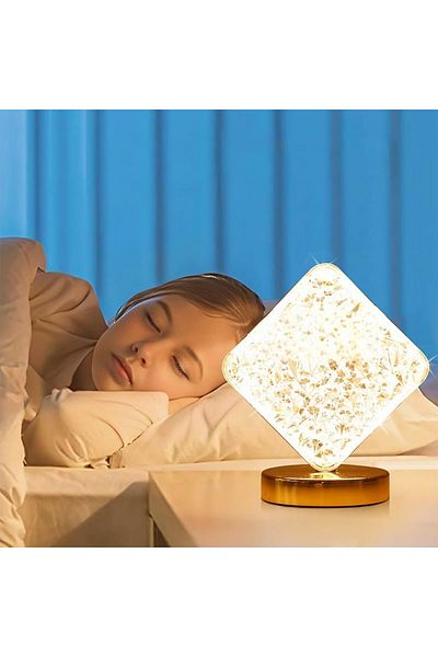 Generic Rechargeable 3d Touch Led Table Lamp – Crystal Acrylic Square Night Light For Bedroom & Living Room